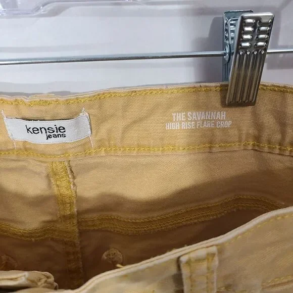 Kensie Jeans Yellow The Savannah High Rise Flare Crop 14/32 Casual Denim‎ - Picture 2 of 7